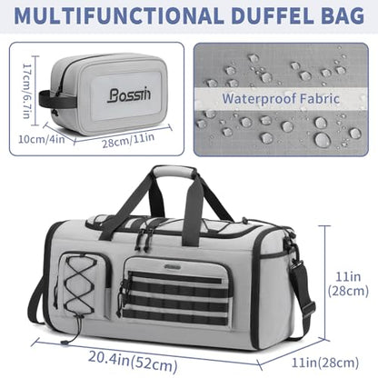 Bosstin Gym Bag for Men & Women,45L Travel Duffle Sports Duffel Bag Gym Weekender Overnight Backpack with Shoe Compartment (GREY CHECKERED) - color: GREY CHECKERED