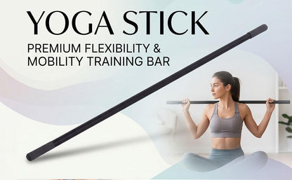 Semme Adjustable Yoga Stick Exercise Bar Stretching Mobility Pole with 3 Lengths 30 45 60 Inches Full Foam Sleeve for Home Gym Pilates Flexibility Training