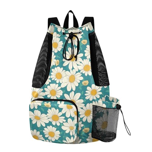 Green Daisy Mens Drawstring Bags Climbing Gym Bag With Pockets Waterproof