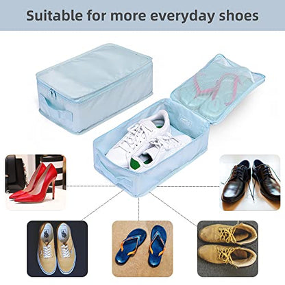 Travel Shoe Bags, Foldable Waterproof Shoe Pouches Organizer-Double Layer (4 Blue Shoe Bag) - color: Blue, size: 4 Packs