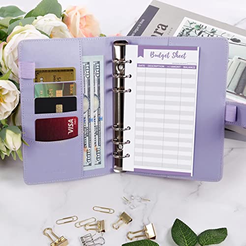 SKYDUE Budget Binder, Money Saving Binder with Zipper Envelopes, Cash Envelopes and Expense Budget Sheets for Budgeting - color: Mabble Purple