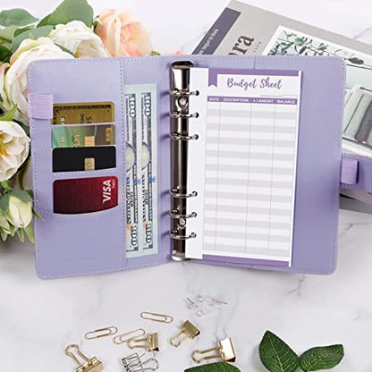 SKYDUE Budget Binder, Money Saving Binder with Zipper Envelopes, Cash Envelopes and Expense Budget Sheets for Budgeting - color: Mabble Purple