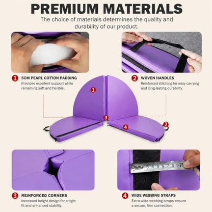 HARELA Pole Standard Dance Mat - Foldable Crash Mat, Fitness Gymnastic Yoga Safety Protection Pad, for Fitness Gymnastics Yoga Home Studio, 4 Panel Foldable - color: Purple, size: 200*10cm/78.7*3.9"