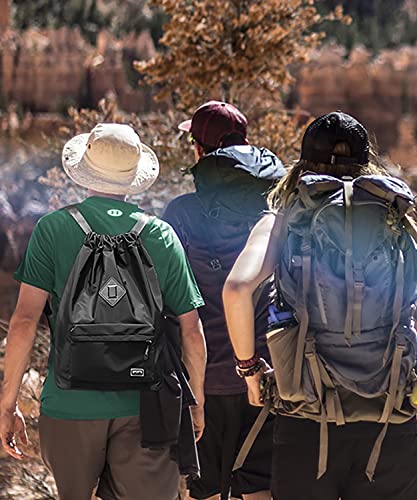 Peicees Waterproof Drawstring Sport Bag Lightweight Sackpack Backpack for Men and Women | Waterproof - color: Black