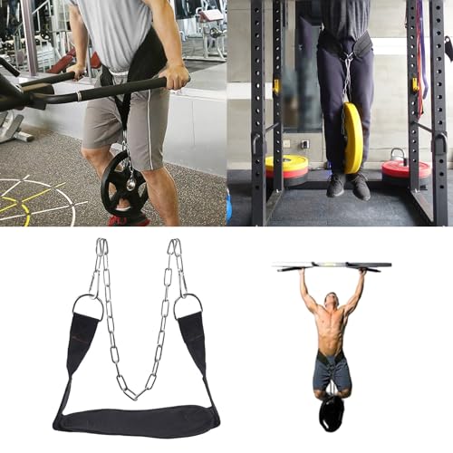 Dipping Belt with Chain Weighted Dip Belt with Steel Chain for Pullups Gym Workout Lifting Dip