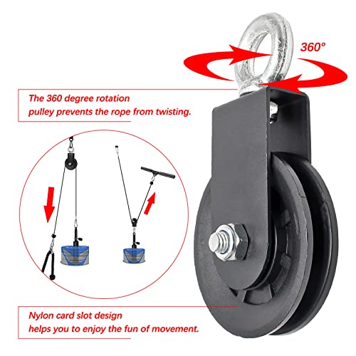Uenhoy 2 Pack 90mm Cable Pulley Silent 330lbs LAT Gym Attachment | Nylon Wheel & Iron Bearing, 360° Swivel Prevents Tangling, Silent Running, 330lbs Capacity, For Gym Hoist Clothesline - size: 2 Pcs Cable Pulley