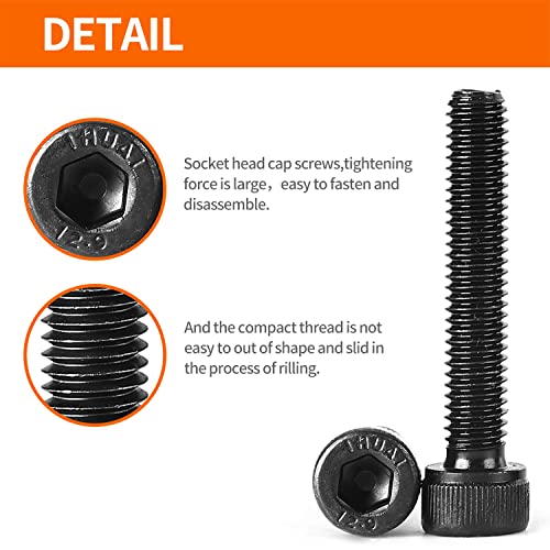 M6 x 30mm 35mm 40mm 45mm 50mm Hex Socket Head Cap Screws Bolts 12.9 Grade Alloy Steel, Black Oxide Finish, Metric Allen Hex Drive, Machine Fully Threaded, Assortment Kit 50PCS - size: M6 x 30/35/40/45/50mm (50PCS)
