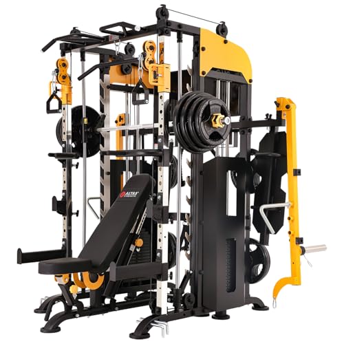 Altas Strength 3061B Smith Machine with Lever Arms & Cable System | All-in-one Smith machine with lever arms, 2:1 pulley system, squat rack, and full-body strength training.