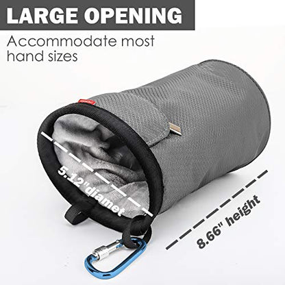 Moko Rock Climbing Chalk Bag, Bouldering Chalk Pot Bucket with Adjustable Belt & Carabiner Drawstring Climbing Gear - color: Gray, style: Straight Cylinder