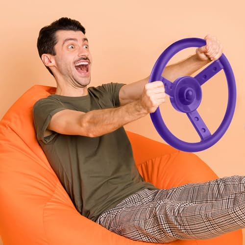 2 Pack Steering Wheel Playset Plastic Pirate Ships Wheel with Mounting Tools for Kids Playground Outdoor Gym (Purple, Yellow) - color: Purple, Yellow