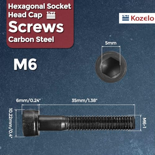 25pcs Socket Head Cap Screws - [M6-1 x 35mm] Alloy Steel Black Oxide Grade 12.9 Internal Hex Screw for 3D Printer Furniture Industrial Use, Black - size: M6-1x35mm