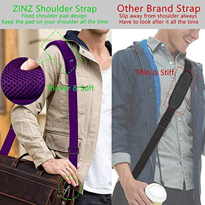 ZINZ 79 inch Shoulder Strap, Extra-thick Fixed Cushion Pad and Dual Clasps Universal Replacement Strap with Metal Swivel Hooks for Laptop Bags, Luggage Bags, Camera, Crossbody (200cm,Purple) - color: Purple