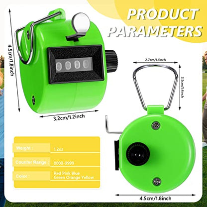 TOODOO 6 Pack Hand Tally Counter 4 Digit Mechanical Palm Clicker Plastic Hand Held Counter Clicker with Metal Finger Ring for School Golf Sports Events Office Stadium - color: Bright Color
