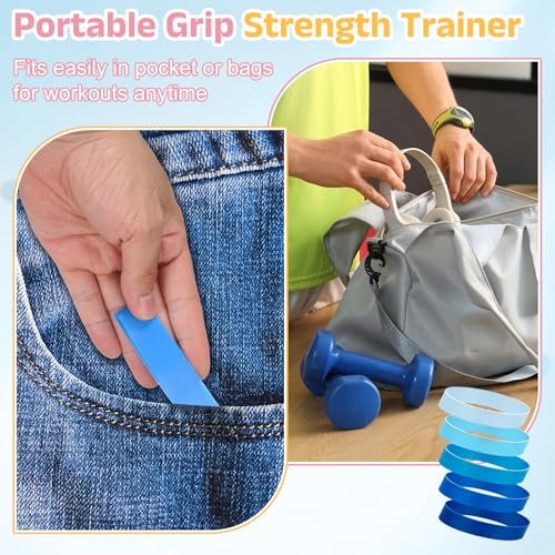 Finger Resistance Bands, Level Finger Grip Strengthener Grip Forearm Thumb Exerciser - color: Blue Series