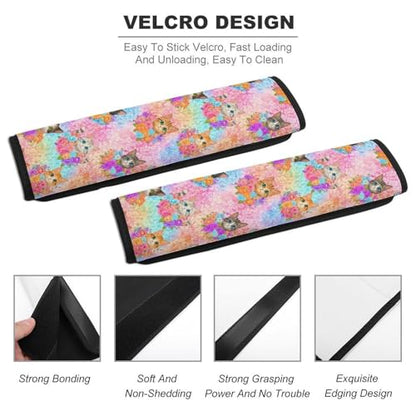2 Pack Cat Lovers Kitten Cats Car Seat Belt Pad Soft Padded Harness Pads Strap for Child, Car Seats Pushchair Strollers High Chair Pushchair, Anti-Slip Pad - color: Pattern 3