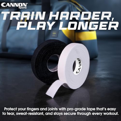 Cannon Sports 10 Pack Athletic Finger Tape - 0.5 Inch x 45 Feet Each Roll - Extra Strong Adhesive for Rock Climbing, Jiu-Jitsu, Wrestling, Martial Arts, Weight Training, Volleyball (White, 10 Pack) - color: White