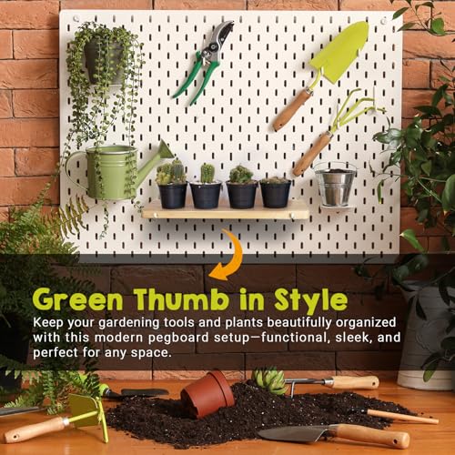 2 Pack Solid Wood Pegboard Shelves ONLY for IKEA Skadis | Natural Hardwood, Pegboard Shelf with Hooks Compatible with IKEA Skadis Pegboard, Pegboard Accessories For Home & Office