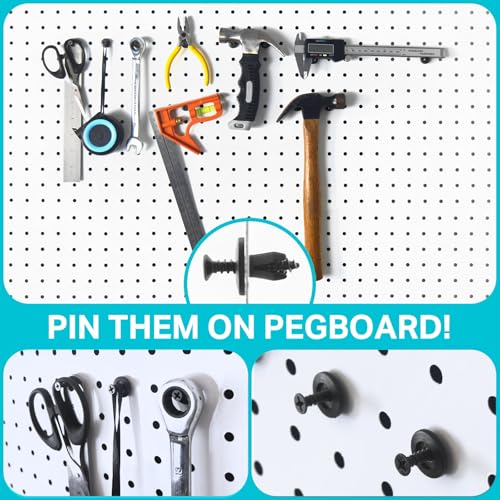 Pegboard Peg Hooks with Inserts Screws for Hanging Mounting (Large Size) | 1/4" Pegboard Accessories Organizers, Screw with Peg Board Locks Set, Hardware for Shelves, Bins, Racks Mounting / Hanging - size: Large