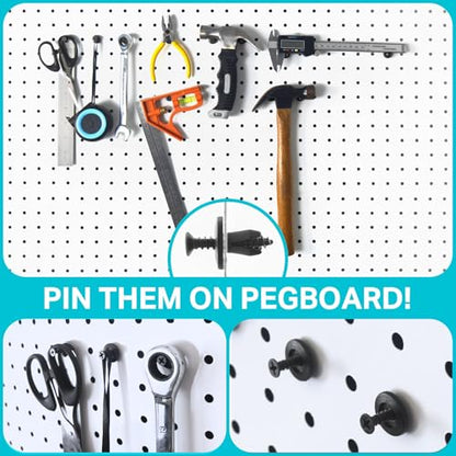 Pegboard Peg Hooks with Inserts Screws for Hanging Mounting (Large Size) | 1/4" Pegboard Accessories Organizers, Screw with Peg Board Locks Set, Hardware for Shelves, Bins, Racks Mounting / Hanging - size: Large
