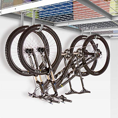 FLEXIMOUNTS 4 Pack Add-On Storage Flat Hooks, White | Accessory for Garage Ceiling Rack and Wall Shelving, Max Weight Capacity up to 50 lbs - color: White