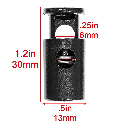 Craft County 1/4 Inch Heavy Duty Barrel Cord Lock Toggle Stop Sliders - Multiple Pack Size Options - size: 100 Pack