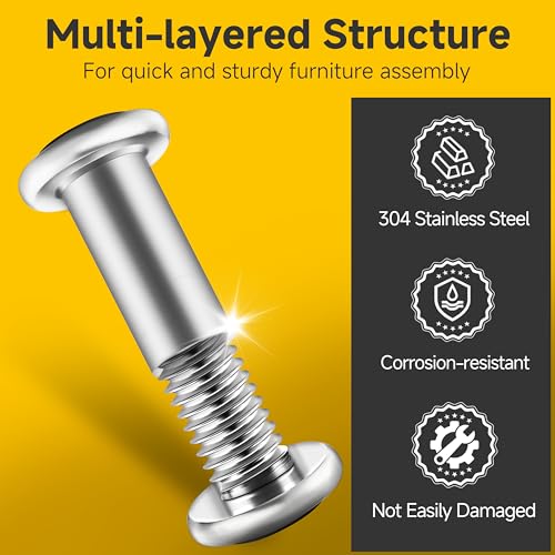 Mywish 10Sets M6 x 20mm Flat Head Hex Socket Cap Screws Bolts and Barrel Nuts Kit, 304 Stainless Steel Furniture Connector Bolts, Metric M6 Countersunk Binding Screws for Crib Cabinet with Hex Spanner - size: M6 x 20mm