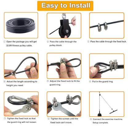 Fitness Pulley Cable,Replacement Cable Machine Accessories for DIY Home Gym, Gym Cable Replacement,3/16"(5mm) TPU Coated