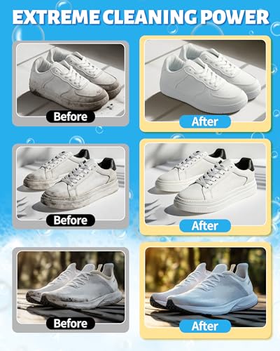 Jevvu Shoe Cleaner, Sneaker Cleaner Kit with Brush and Towel, Deep Clean Shoe Cleaning Kit for White Shoes - size: 2 Pack 6.76 fl oz