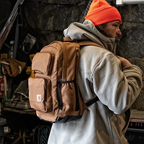 Carhartt 28L Dual-Compartment Backpack, Durable Pack with 16" Laptop Sleeve and Duravax Abrasion Resistant Base, Navy - color: Navy