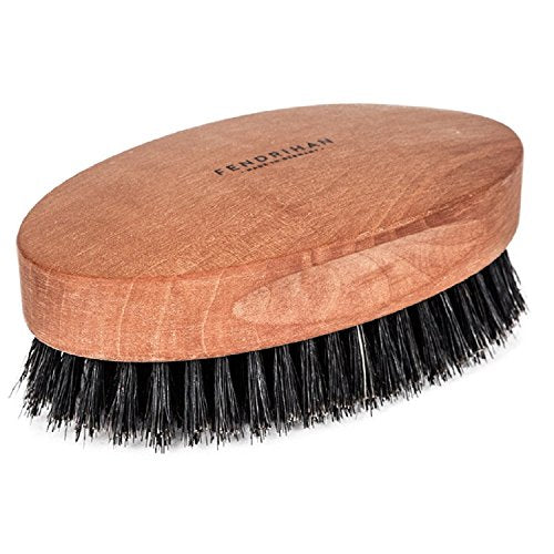 Fendrihan Genuine Boar Bristle and Pear Wood Military Hair Brush, Made in Germany MEDIUM STIFF BRISTLE - color: Light Brown