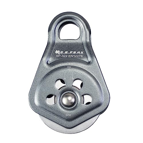 30kN Upgraded Rescue Single Pulley Sheave with Swing Plate,CE High Strength Pulley for Backyard Zipline, Climbing, Rock Rescue Lifting, Hauling, Fit Rope up to 13 mm/Holds Up to 6750lbs,Grey - color: Grey