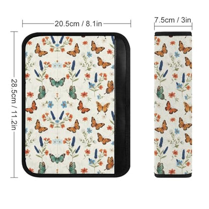 2 Piece Butterfly Flowers Colorful Butterflies Theme Car Seat Belt Pad Breathable Seat Belt Cushion for Child, Stroller Pushchair High Chair, Easy Install (No Tool) - color: Pattern 1002