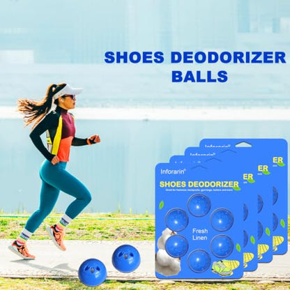 Odor Deodorizer Balls for Sneaker, 6 Pack Shoe Deodorizer Balls, Fresh Linen Sneaker Deodorizers Balls Strong Odor Eliminator Small Spaces Air Fresheners for Gym Bags, Drawers, Locker
