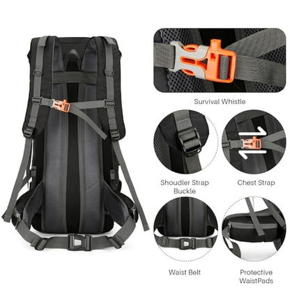 OKYUK 70L Hiking Backpack, Camping Hiking Back Pack, Water Resistant Lightweight Mountain Climbing Bag, Outdoor Camping Sport Daypack with Rain Cover, for Travel, Touring, Cycling (Black, 70L) - color: Black
