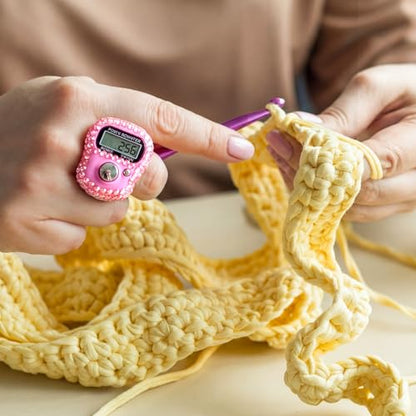 Simgoing Electronic Finger Clicker Counter, Rhinestones Tally Tasbeeh Counter Gifts for Prayer Islamic Golf Counting Goods Lap Knitting Bling Accessories - color: Pink