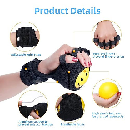 Anti-spasticity Ball Splint Hand Finger for Hand Stroke Hemiplegia Finger Recovery Spasm Dystonia Hemiplegia Finger Training Hand Functional Impairment for Children and Men and Women (Large) - size: Large