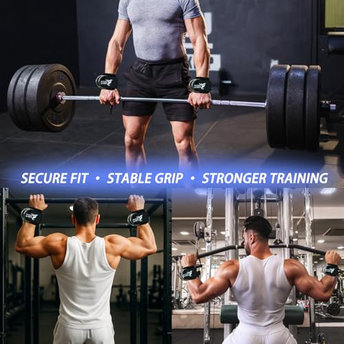 Weight Lifting Straps with Cuffed Sliding Dual D-Rings – Wrist Cuffs for Gym Cable Workout, Strength & Support - size: size M
