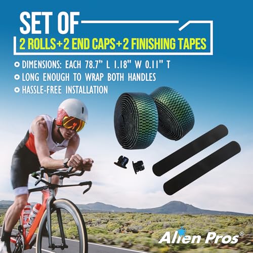 ALIEN PROS Chameleon Skin Bike Handlebar Tape (Set of 2) – Full Pattern Upgrade with Striking Color-Shifting Design and Premium Comfort Grip (Green) - color: Green