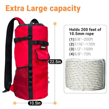 Climbing Rope Bag,Large Capacity Arborist Tree Rope Storage Bag,Waterproof Outdoor Rock Climbing Gear Bag - color: Red