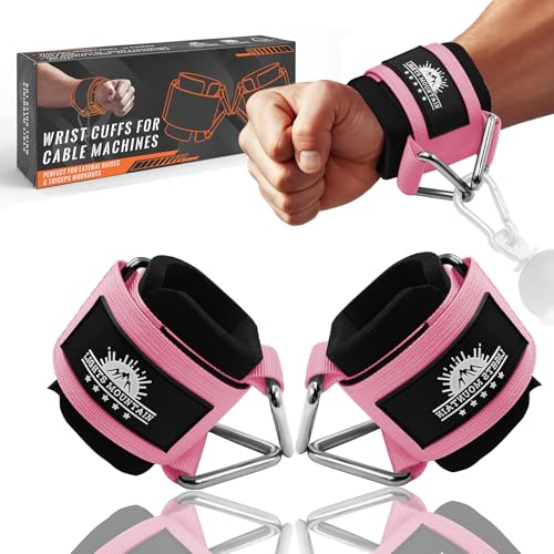 Wrist Cuffs for Cable Machines – Padded & Adjustable Straps for Lateral Raises, Tricep Pushdowns & Strength Training - color: Pink, size: size M(5.5"-6.7")
