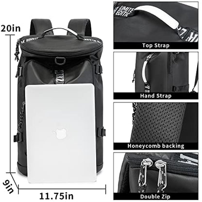 Gym Duffle Bag Waterproof black Laptop Backpack Suitable for Hiking, Fishing, Travel 40L Large Capacity Trendy Cool Lightweight Backpack for Men and Women (Black)… - color: Black