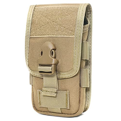 TRIWONDER Tactical Phone Pouch Molle, Smartphone Holster Bag EDC Utility Cellphone Lock Card Holder Organizer Fit for Waist Belt Case - color: 03 Tan
