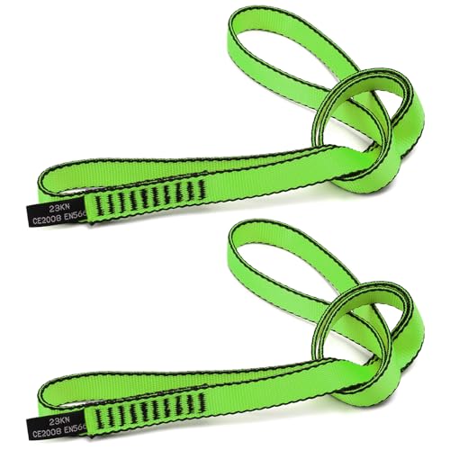 18MM Nylon Climbing Sling Runner 23KN CE2008/EN566 Strong Webbing Straps for Rock Climbing,Mountaineering, Rappelling, Swing, Yoga Hammock etc - color: Green, size: 60cm/ 24inch |Pack of 2