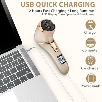Electric Callus Remover for Feet, Portable Pedicure Kit Foot File Callus Remover, Rechargeable Waterproof Foot File for Foot Care Deadskin Remover with 9Head&LCD Display, Gold - style: Gold Electric Callus Remover +10in1+9 heads