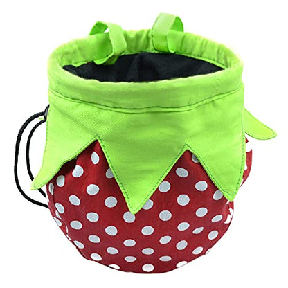 Strawberry Chalk Bag with Carabiner Drawstring for Rock Climbing Weight Lifting Rock Climbing Bag Chalkbag