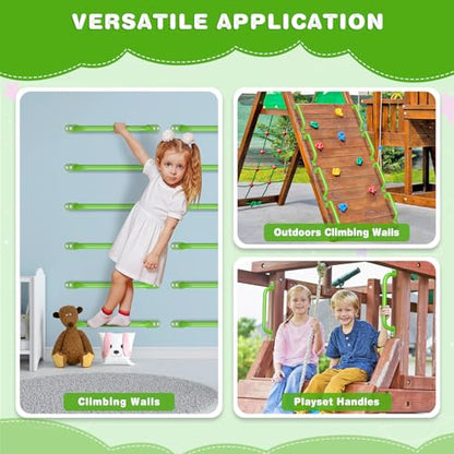 Dolibest 6 Pack 17-Inch Safety Handle, Heavy Duty Metal Safety Playground Handles, Indoor Monkey Bars, Playset Grab Handles for Kids Playhouse, Climbing Frame, Treehouse, Swing Set Accessories -Green - color: D:Green-17 Inch-6pcs