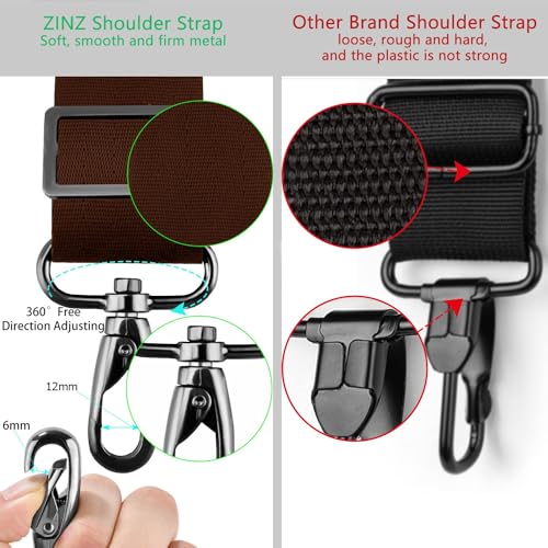 ZINZ Shoulder Strap 78" Universal Handbag Strap with Ultra-thick Fixed Padded and Dual Balanced Adjustable Buckles Shoulder Crossbody Strap for Briefcase Messenger Bag Laptop bag Luggage，Brown - color: Brown