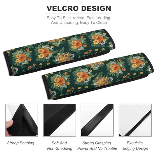 1 Pair Leopard Tropical Leaves Cheetah Animal Seat Belt Shoulder Pad Soft Padded Seat Belt Cushion for Adult Use, Stroller Pushchair High Chair, Pressure Relief - color: Pattern 1233