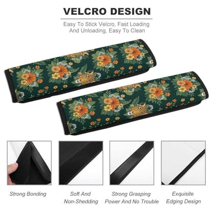 1 Pair Leopard Tropical Leaves Cheetah Animal Seat Belt Shoulder Pad Soft Padded Seat Belt Cushion for Adult Use, Stroller Pushchair High Chair, Pressure Relief - color: Pattern 1233