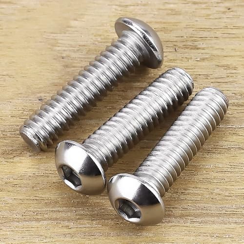 1/4-20 x 1 Button Head Socket Cap Bolts Screws, 304 Stainless Steel 18-8, Allen Hex Drive, Bright Finish, Fully Machine Thread, Pack of 50 - size: 1/4-20 x 1